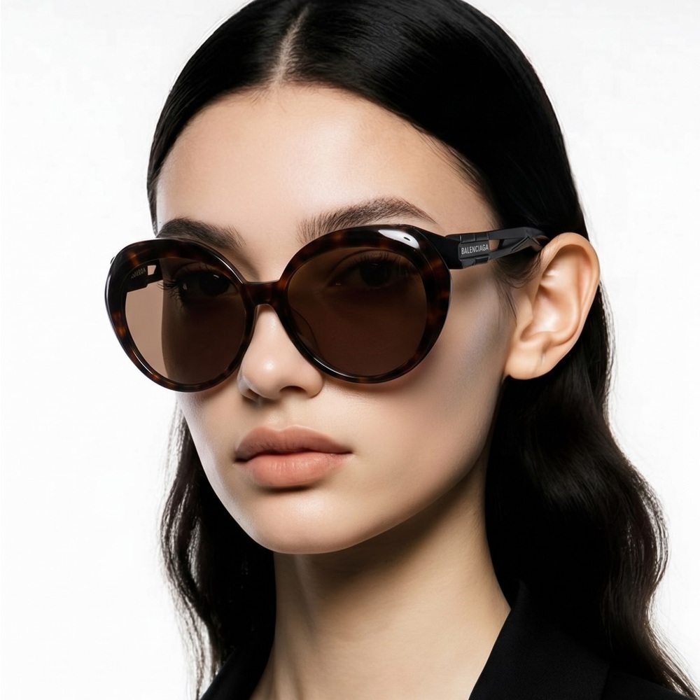 New Authentic Balenciaga Tortoise Shell Sunglasses BB0024SA 001 - Picture 1 of 14